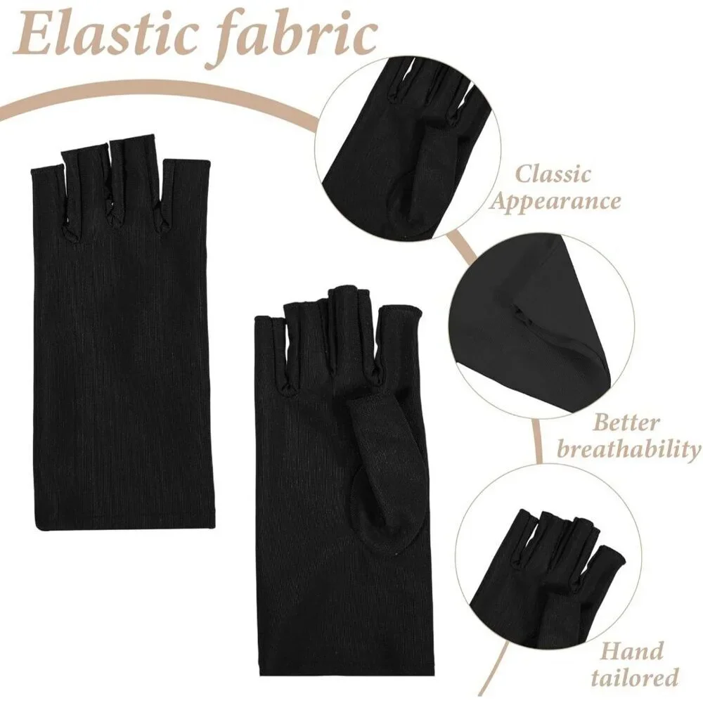 Women's Black Nude 2 Pairs Fingerless Protection Outdoor Sports Gloves